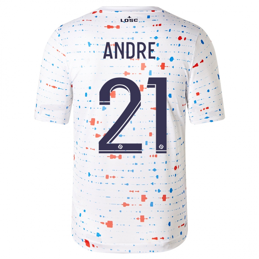 Børn Benjamin André #21 Hvid Udebane Spillertrøjer 2023/24 Trøje T-Shirt