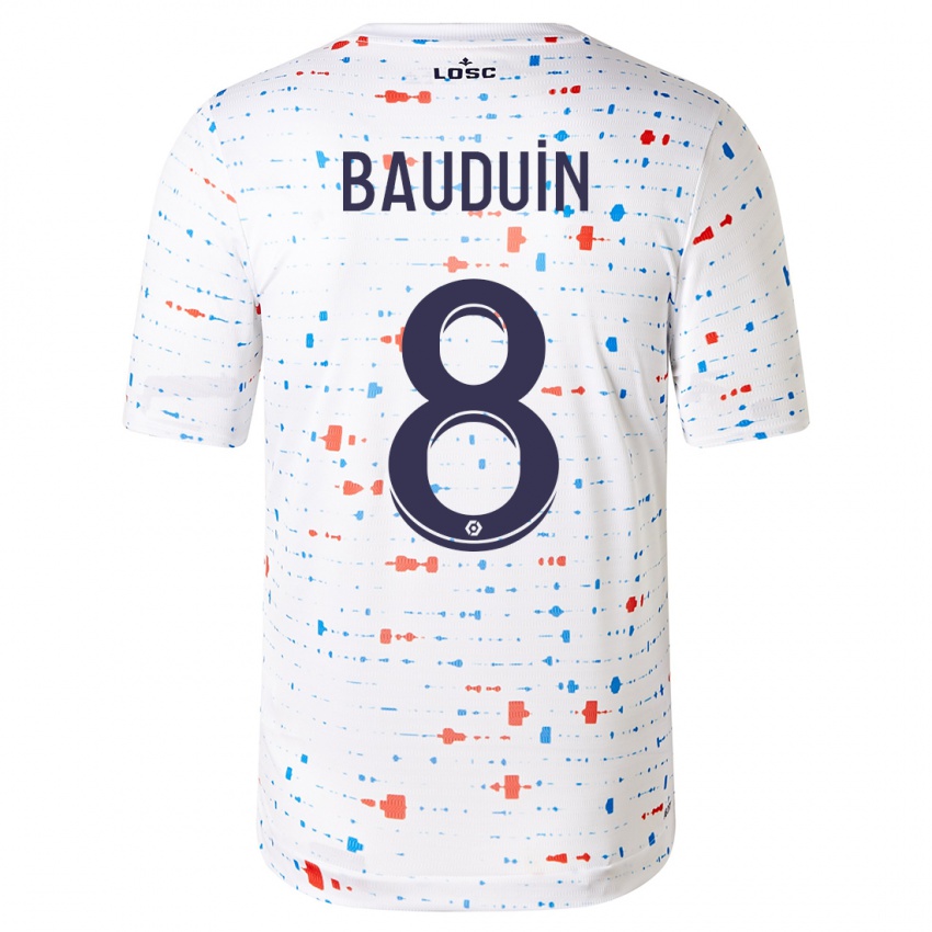 Børn Justine Bauduin #8 Hvid Udebane Spillertrøjer 2023/24 Trøje T-Shirt