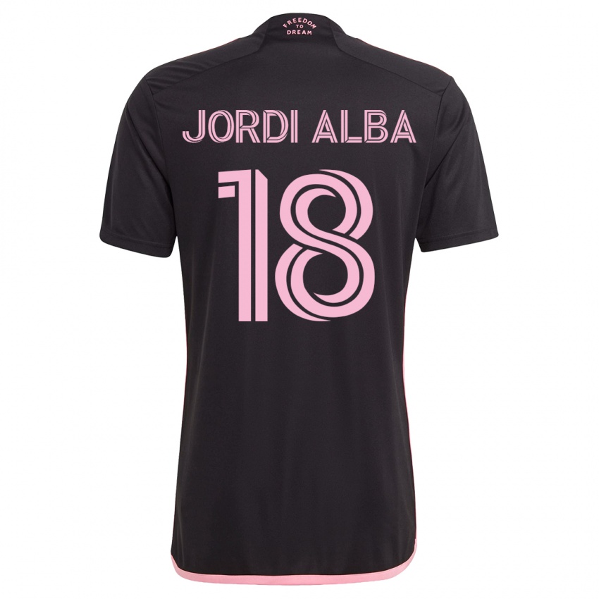 Børn Jordi Alba #18 Sort Udebane Spillertrøjer 2023/24 Trøje T-Shirt