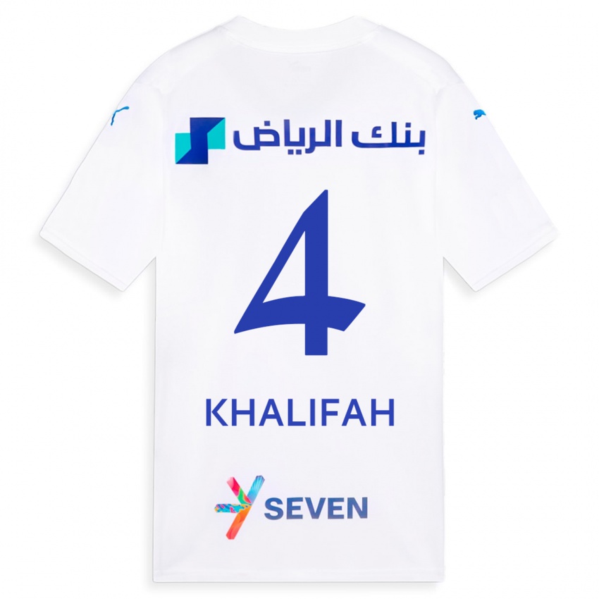 Børn Khalifah Al-Dawsari #4 Hvid Udebane Spillertrøjer 2023/24 Trøje T-Shirt