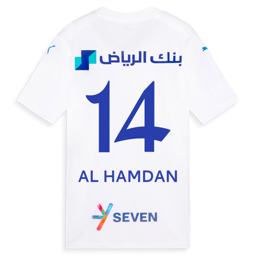 Børn Abdullah Al-Hamdan #14 Hvid Udebane Spillertrøjer 2023/24 Trøje T-Shirt