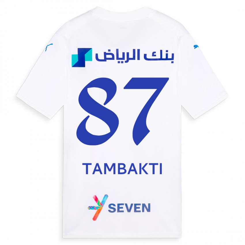 Børn Hassan Tambakti #87 Hvid Udebane Spillertrøjer 2023/24 Trøje T-Shirt