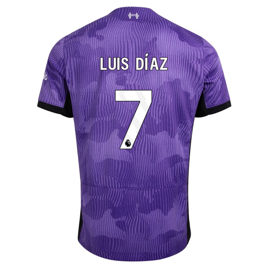 Børn Luis Diaz #7 Lilla Tredje Sæt Spillertrøjer 2023/24 Trøje T-Shirt