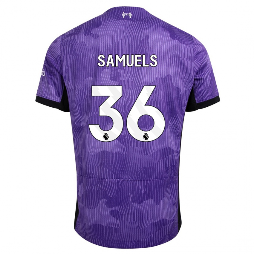 Børn Kerron Samuels #36 Lilla Tredje Sæt Spillertrøjer 2023/24 Trøje T-Shirt