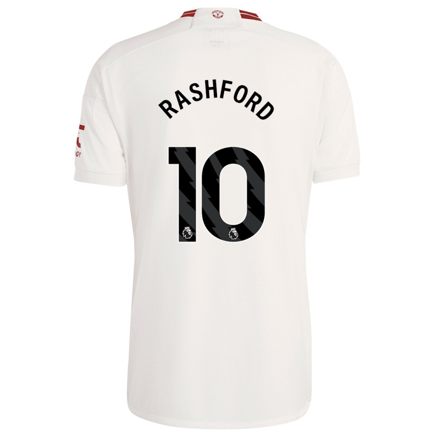 Børn Marcus Rashford #10 Hvid Tredje Sæt Spillertrøjer 2023/24 Trøje T-Shirt