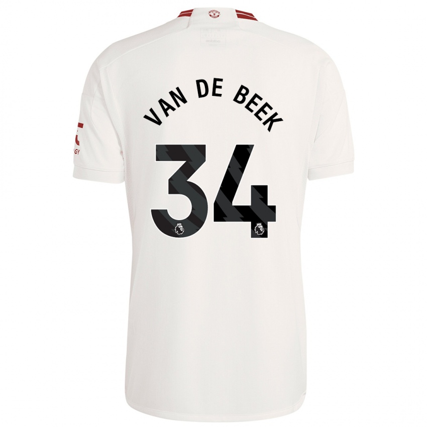 Børn Donny Van De Beek #34 Hvid Tredje Sæt Spillertrøjer 2023/24 Trøje T-Shirt