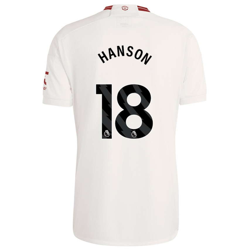 Børn Kirsty Hanson #18 Hvid Tredje Sæt Spillertrøjer 2023/24 Trøje T-Shirt