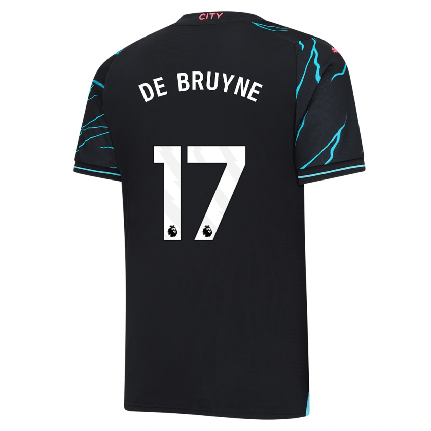 Børn Kevin De Bruyne #17 Mørkeblå Tredje Sæt Spillertrøjer 2023/24 Trøje T-Shirt