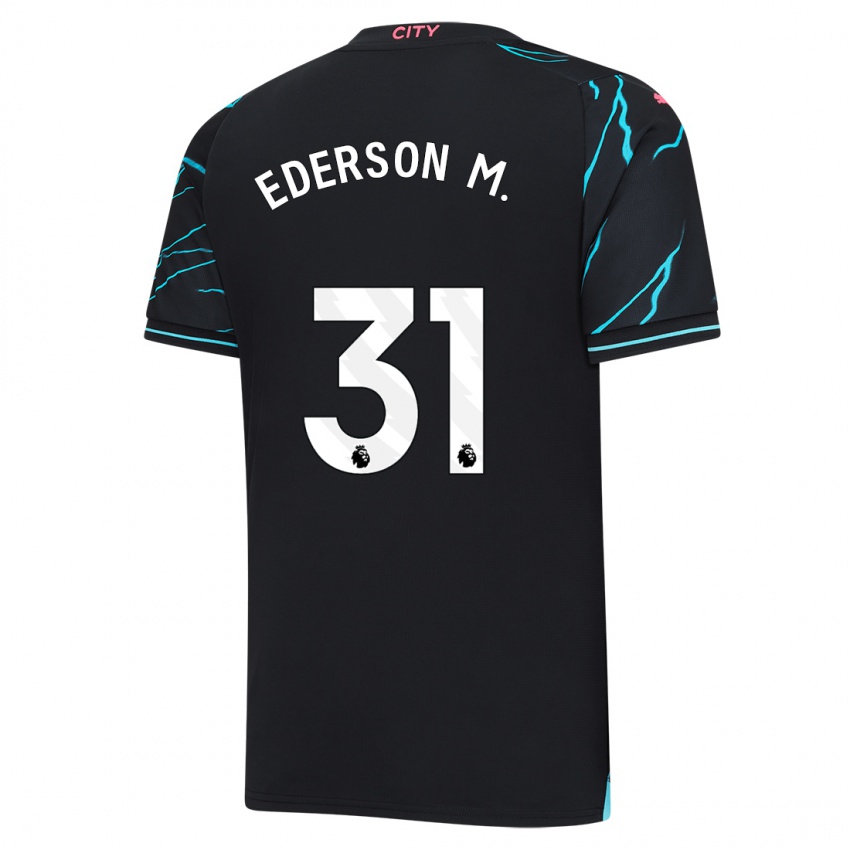 Børn Ederson Moraes #31 Mørkeblå Tredje Sæt Spillertrøjer 2023/24 Trøje T-Shirt