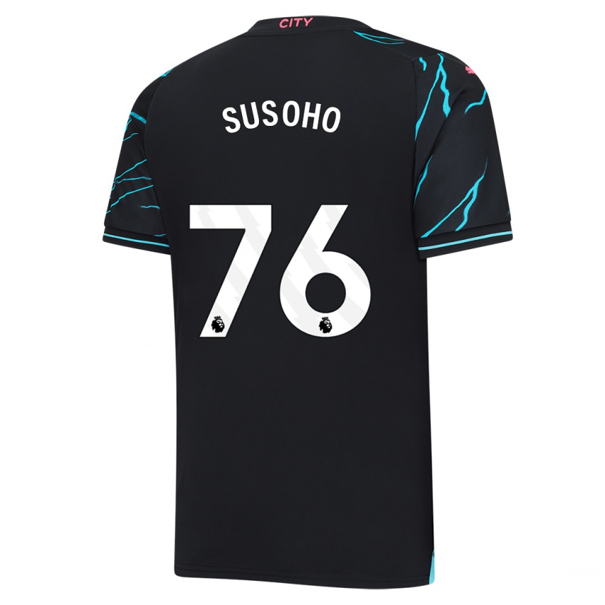 Børn Mahamadou Susoho #76 Mørkeblå Tredje Sæt Spillertrøjer 2023/24 Trøje T-Shirt