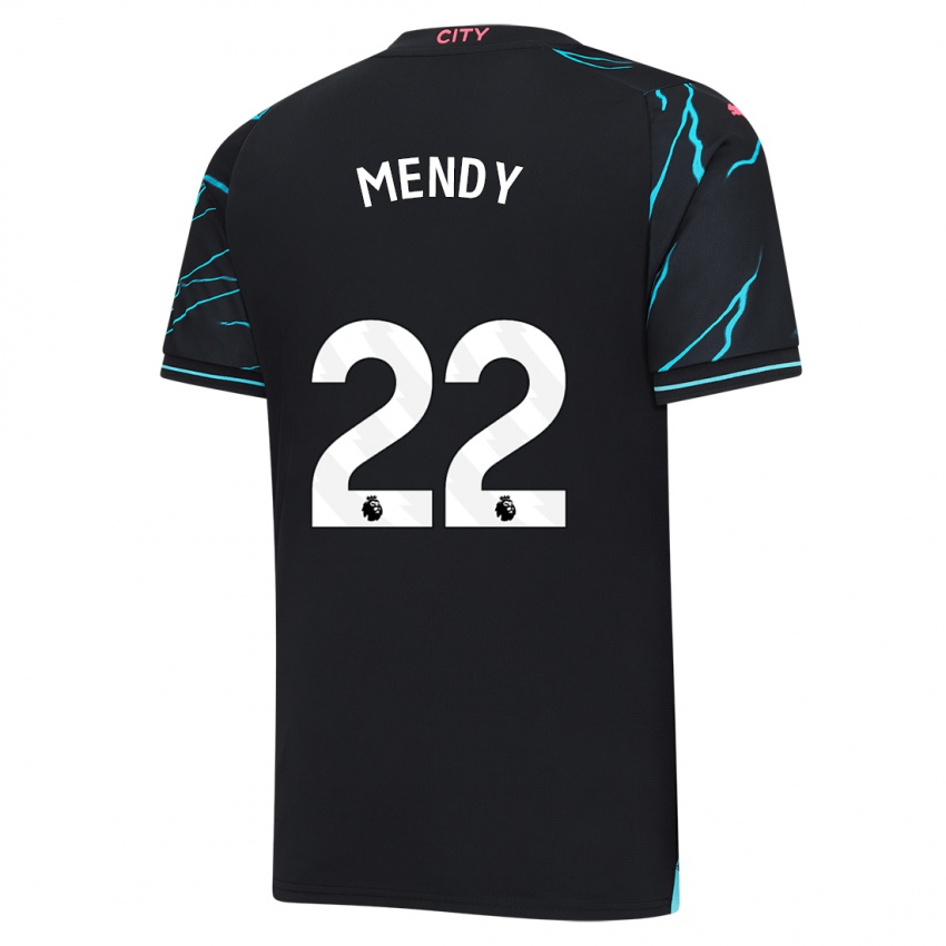 Børn Benjamin Mendy #22 Mørkeblå Tredje Sæt Spillertrøjer 2023/24 Trøje T-Shirt