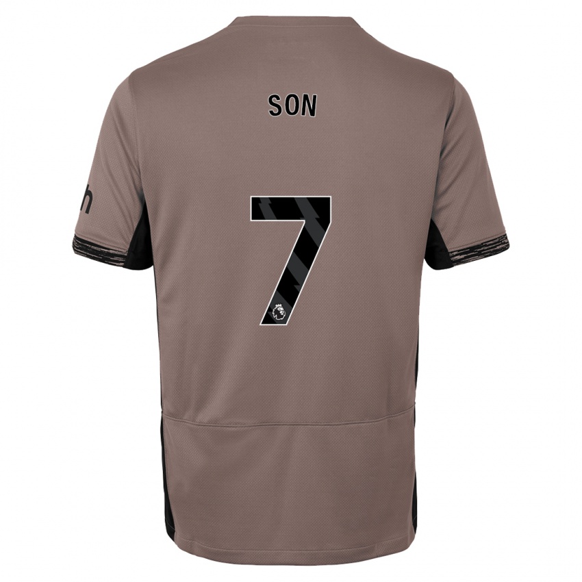 Børn Heung-Min Son #7 Mørk Beige Tredje Sæt Spillertrøjer 2023/24 Trøje T-Shirt