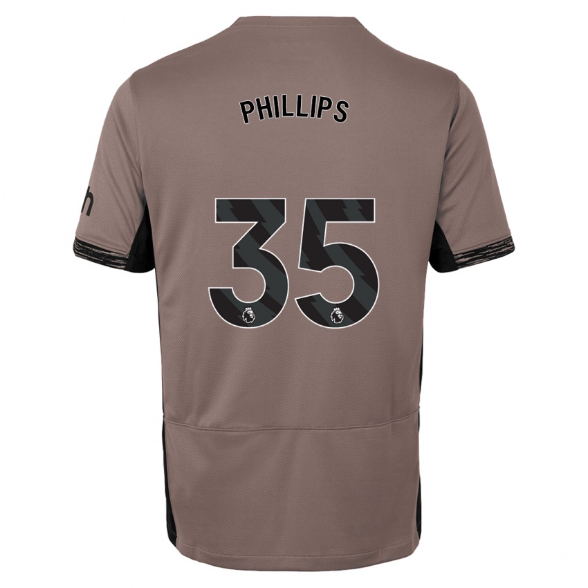 Børn Ashley Phillips #35 Mørk Beige Tredje Sæt Spillertrøjer 2023/24 Trøje T-Shirt