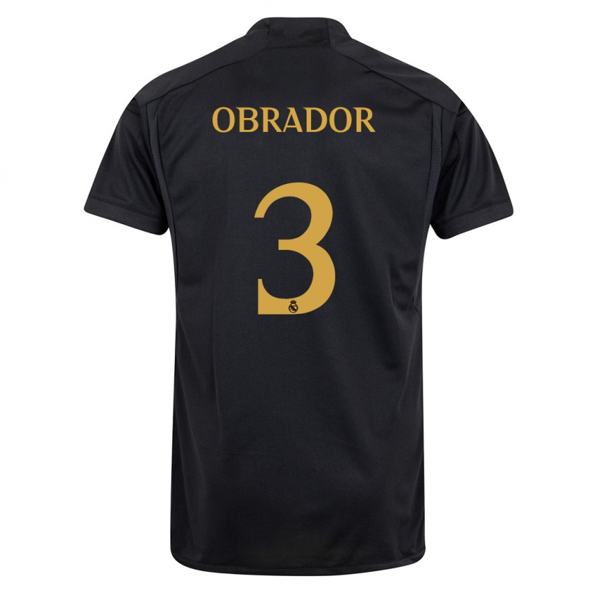 Børn Rafel Obrador #3 Sort Tredje Sæt Spillertrøjer 2023/24 Trøje T-Shirt