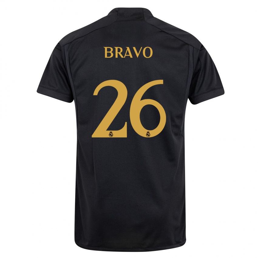 Børn Iker Bravo #26 Sort Tredje Sæt Spillertrøjer 2023/24 Trøje T-Shirt