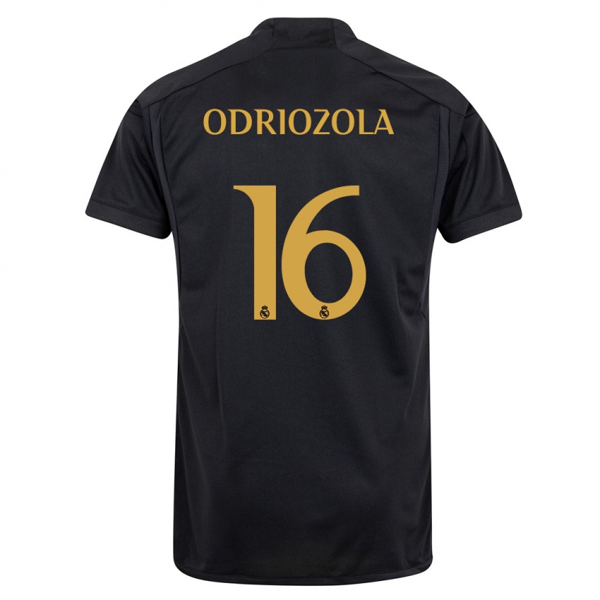 Børn Alvaro Odriozola #16 Sort Tredje Sæt Spillertrøjer 2023/24 Trøje T-Shirt