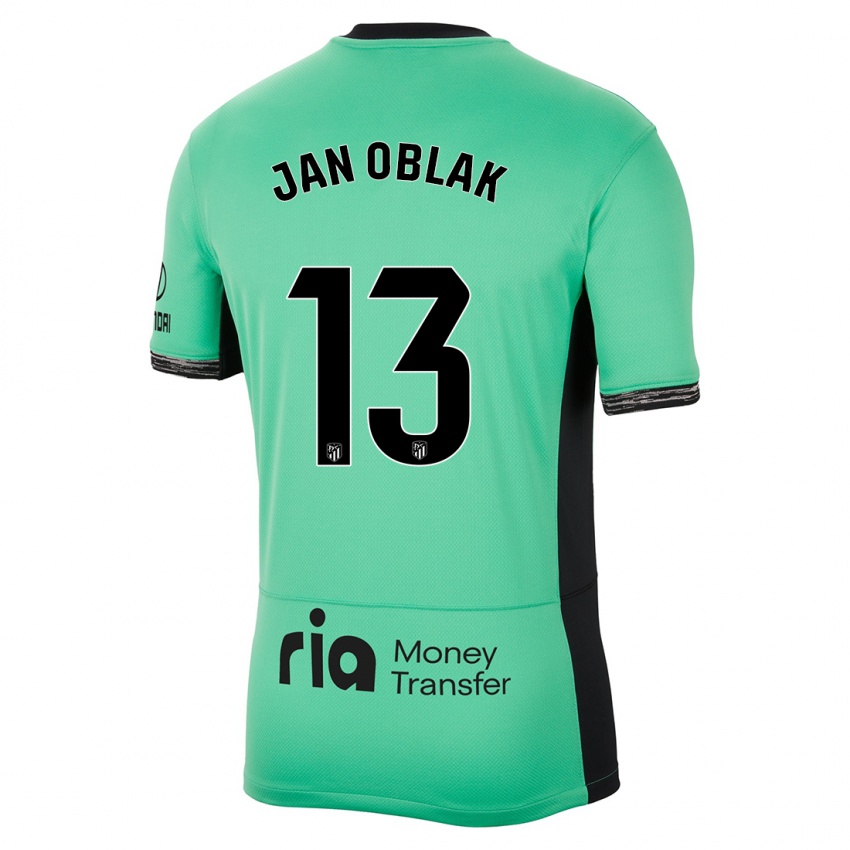 Børn Jan Oblak #13 Forårsgrøn Tredje Sæt Spillertrøjer 2023/24 Trøje T-Shirt