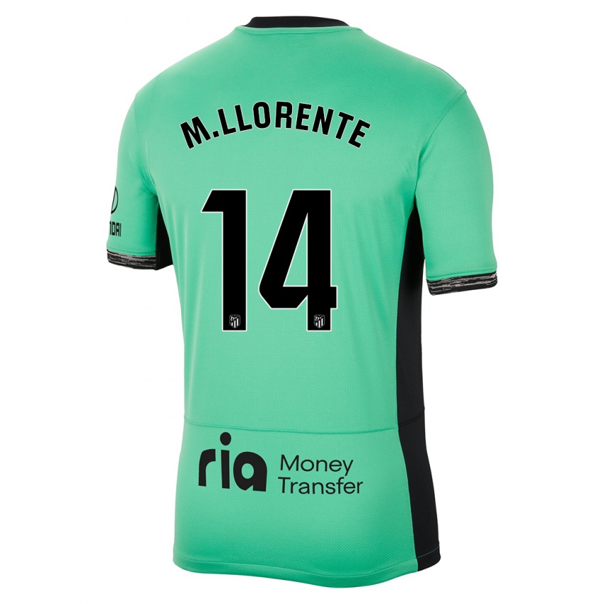 Børn Marcos Llorente #14 Forårsgrøn Tredje Sæt Spillertrøjer 2023/24 Trøje T-Shirt