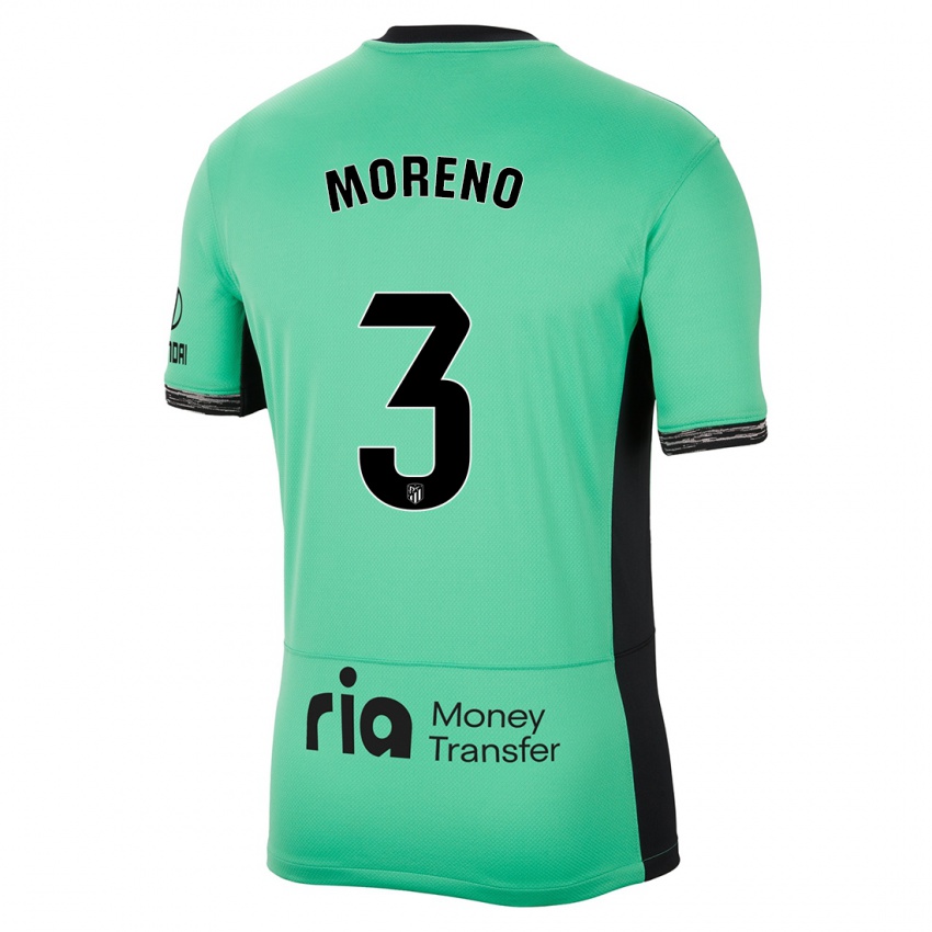 Børn Marco Moreno #3 Forårsgrøn Tredje Sæt Spillertrøjer 2023/24 Trøje T-Shirt