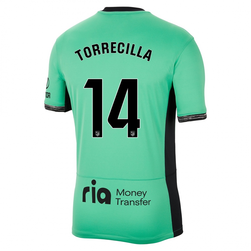 Børn Virginia Torrecilla #14 Forårsgrøn Tredje Sæt Spillertrøjer 2023/24 Trøje T-Shirt