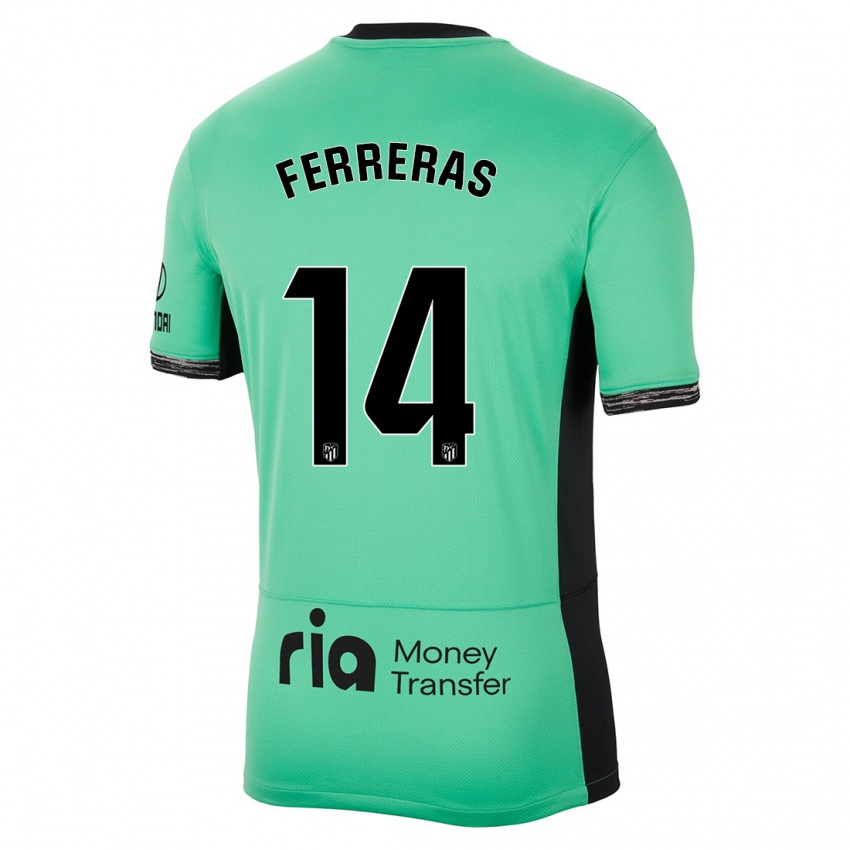 Børn Adrian Ferreras #14 Forårsgrøn Tredje Sæt Spillertrøjer 2023/24 Trøje T-Shirt