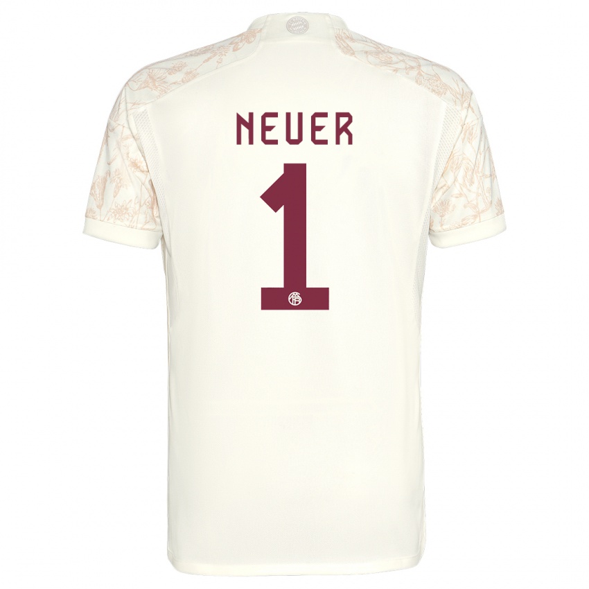 Børn Manuel Neuer #1 Off White Tredje Sæt Spillertrøjer 2023/24 Trøje T-Shirt