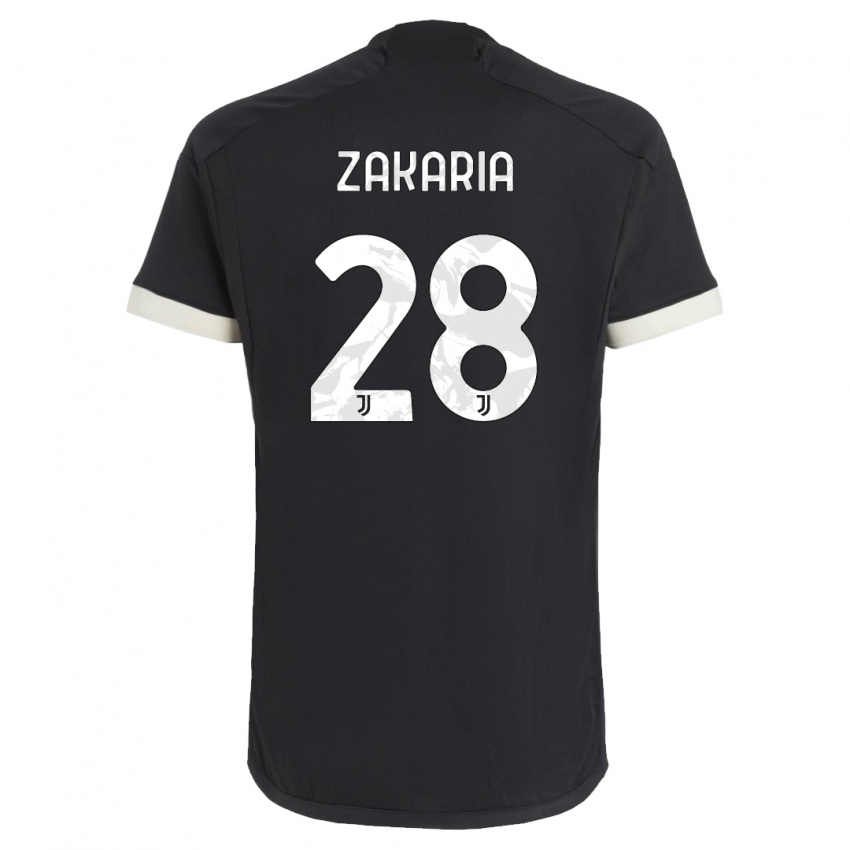 Børn Denis Zakaria #28 Sort Tredje Sæt Spillertrøjer 2023/24 Trøje T-Shirt