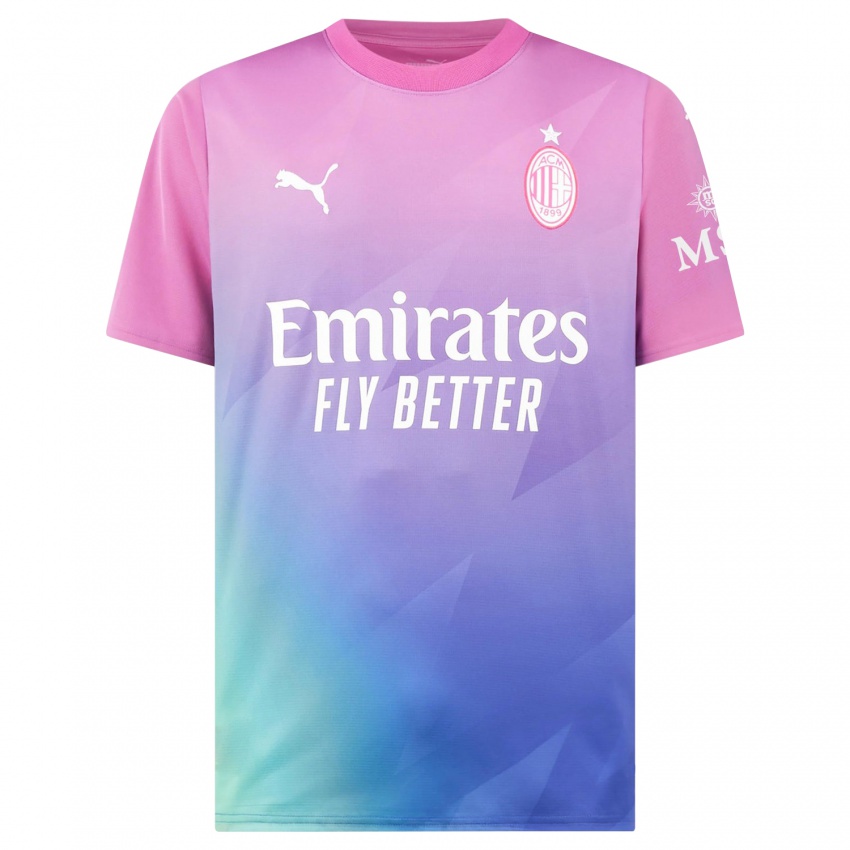 Børn Simone Farioli #0 Pink Lilla Tredje Sæt Spillertrøjer 2023/24 Trøje T-Shirt
