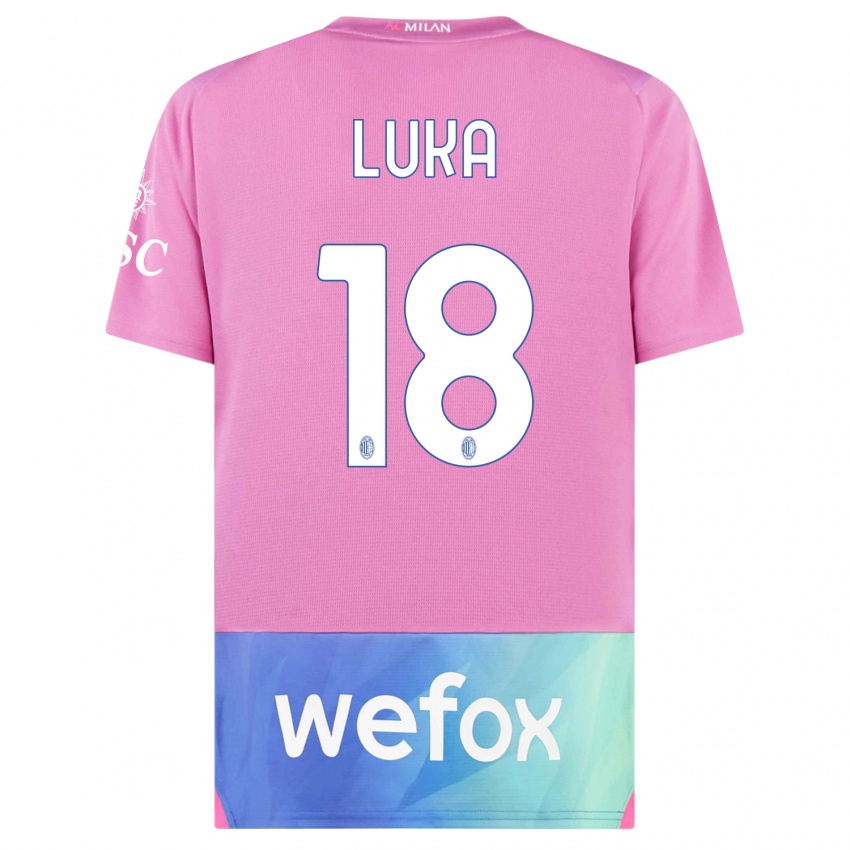 Børn Luka Romero #18 Pink Lilla Tredje Sæt Spillertrøjer 2023/24 Trøje T-Shirt