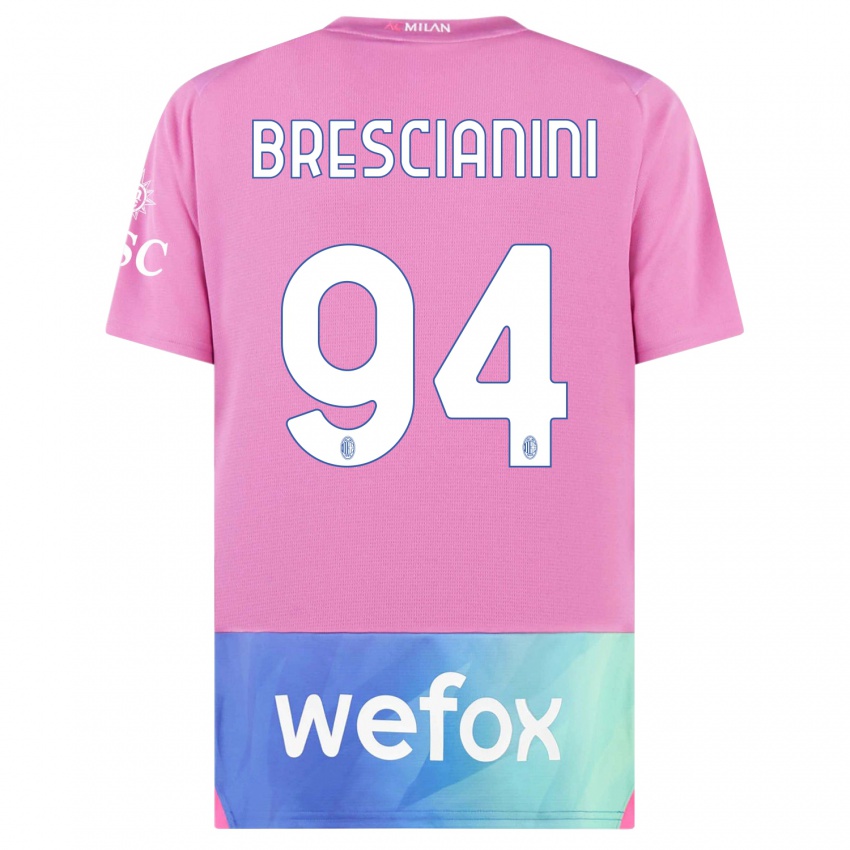 Børn Marco Brescianini #94 Pink Lilla Tredje Sæt Spillertrøjer 2023/24 Trøje T-Shirt