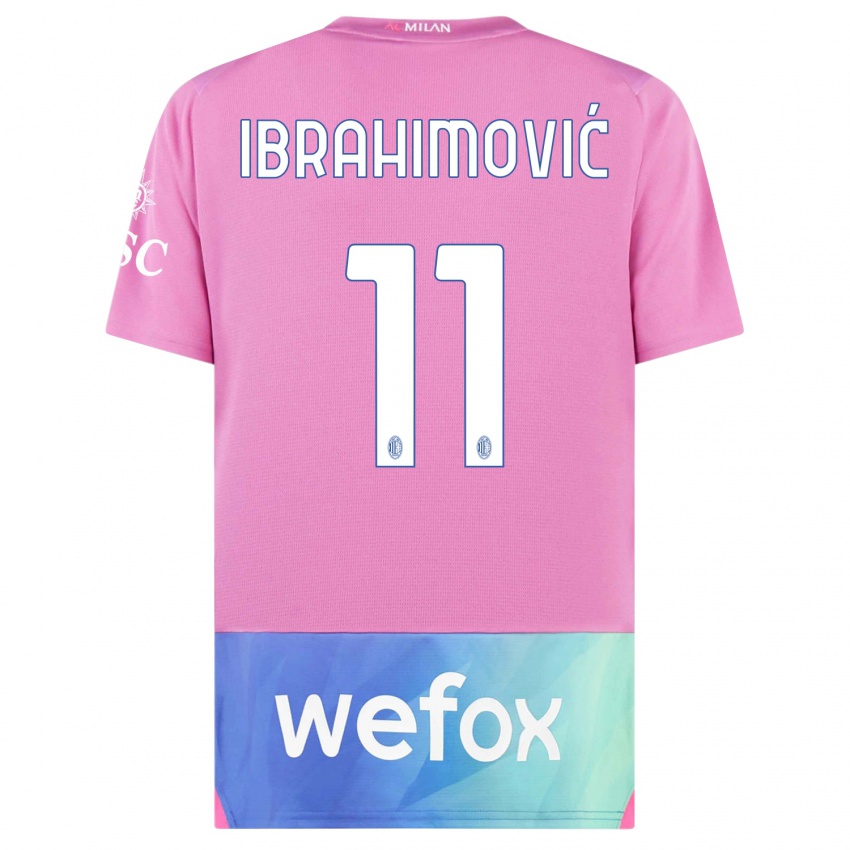 Børn Zlatan Ibrahimovic #11 Pink Lilla Tredje Sæt Spillertrøjer 2023/24 Trøje T-Shirt