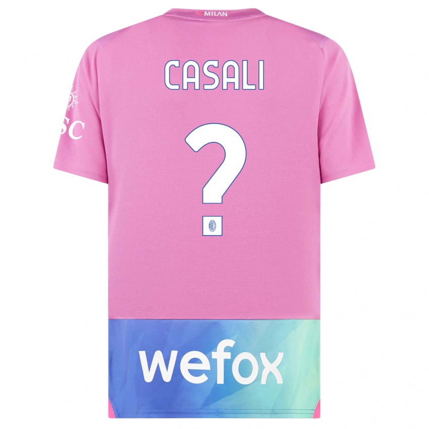 Børn Michele Casali #0 Pink Lilla Tredje Sæt Spillertrøjer 2023/24 Trøje T-Shirt