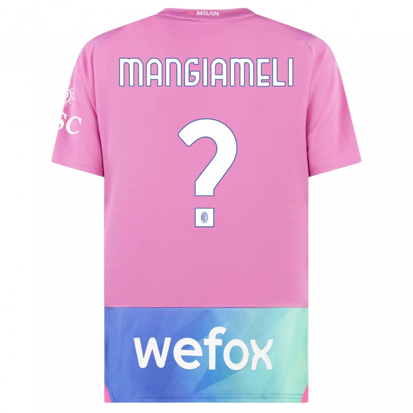 Børn Federico Mangiameli #0 Pink Lilla Tredje Sæt Spillertrøjer 2023/24 Trøje T-Shirt