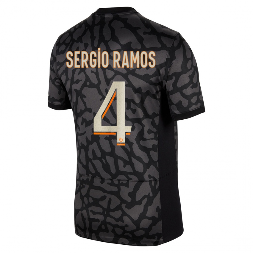 Børn Sergio Ramos #4 Sort Tredje Sæt Spillertrøjer 2023/24 Trøje T-Shirt