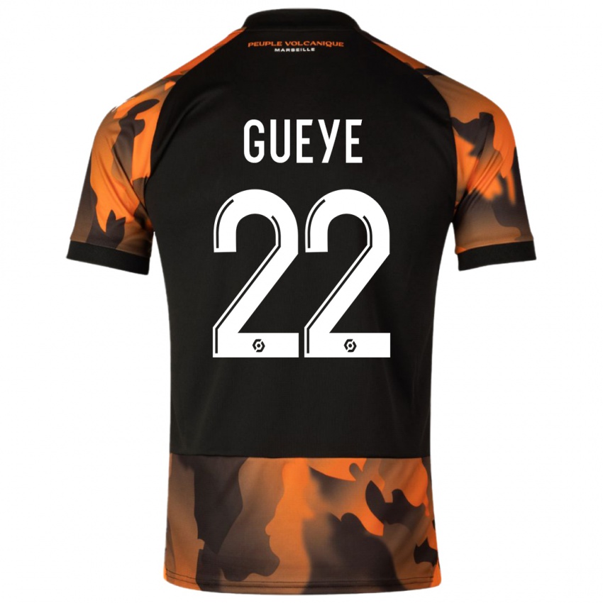 Børn Pape Gueye #22 Sort Orange Tredje Sæt Spillertrøjer 2023/24 Trøje T-Shirt