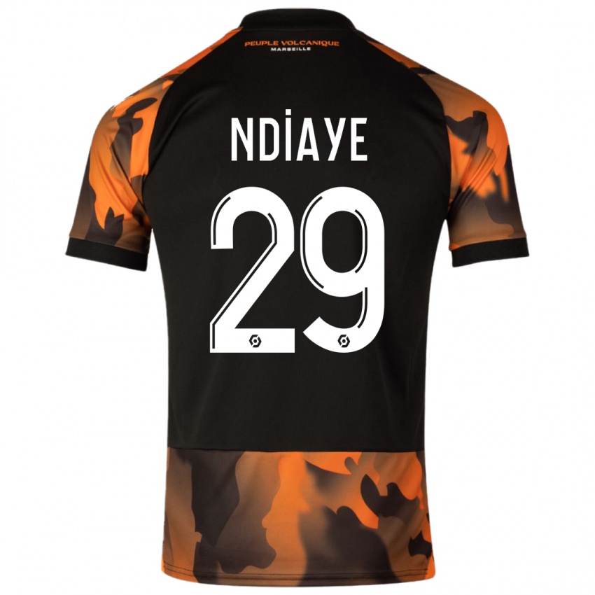 Børn Iliman Ndiaye #29 Sort Orange Tredje Sæt Spillertrøjer 2023/24 Trøje T-Shirt