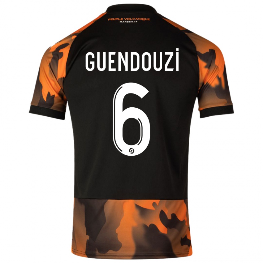 Børn Matteo Guendouzi #6 Sort Orange Tredje Sæt Spillertrøjer 2023/24 Trøje T-Shirt