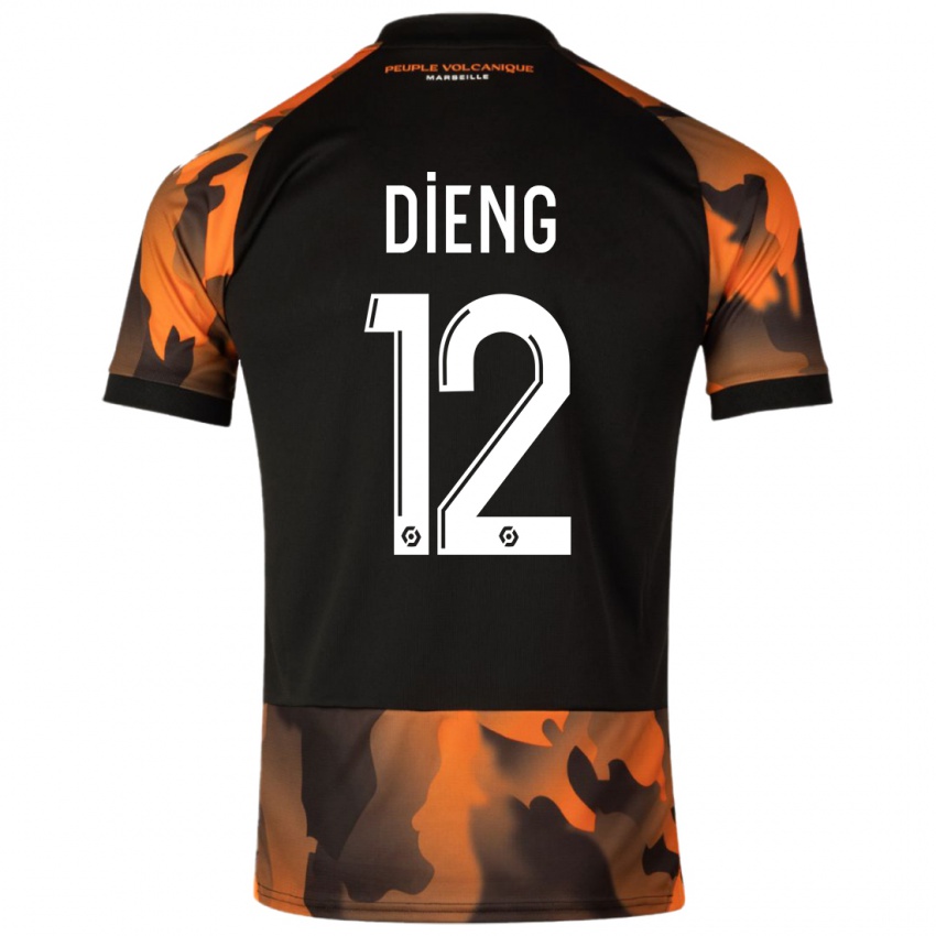 Børn Bamba Dieng #12 Sort Orange Tredje Sæt Spillertrøjer 2023/24 Trøje T-Shirt