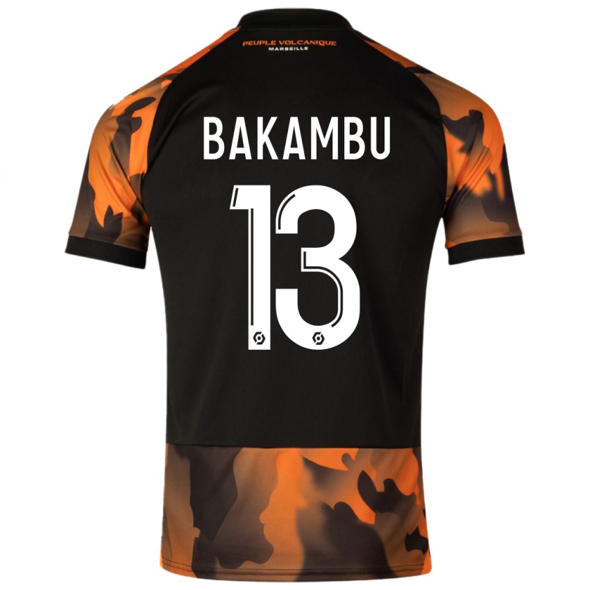 Børn Cedric Bakambu #13 Sort Orange Tredje Sæt Spillertrøjer 2023/24 Trøje T-Shirt