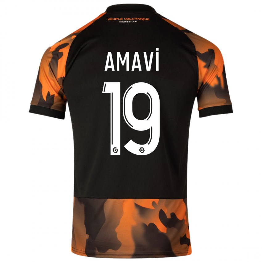 Børn Jordan Amavi #19 Sort Orange Tredje Sæt Spillertrøjer 2023/24 Trøje T-Shirt