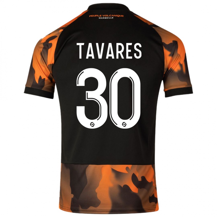 Børn Nuno Tavares #30 Sort Orange Tredje Sæt Spillertrøjer 2023/24 Trøje T-Shirt