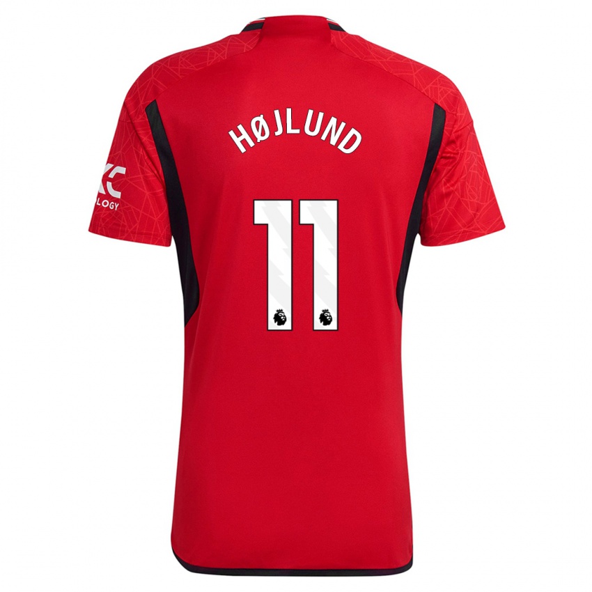 Mænd Rasmus Højlund #11 Rød Hjemmebane Spillertrøjer 2023/24 Trøje T-Shirt