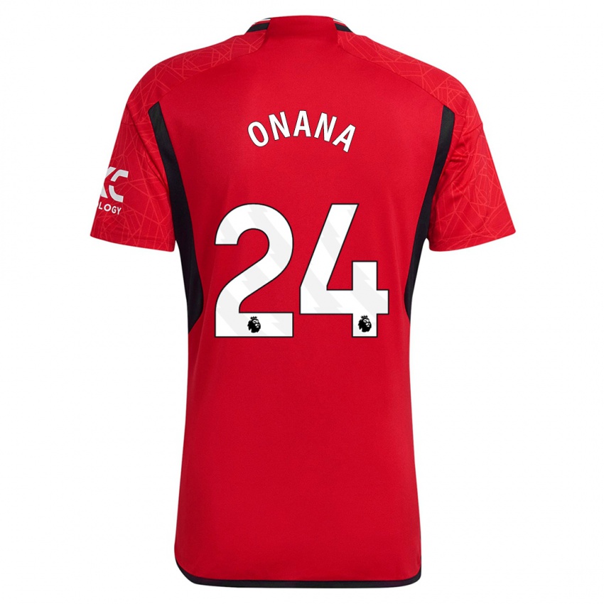 Mænd Andre Onana #24 Rød Hjemmebane Spillertrøjer 2023/24 Trøje T-Shirt