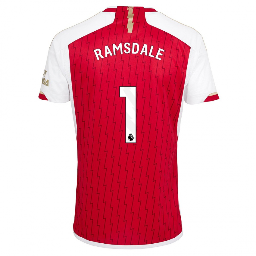 Mænd Aaron Ramsdale #1 Rød Hjemmebane Spillertrøjer 2023/24 Trøje T-Shirt