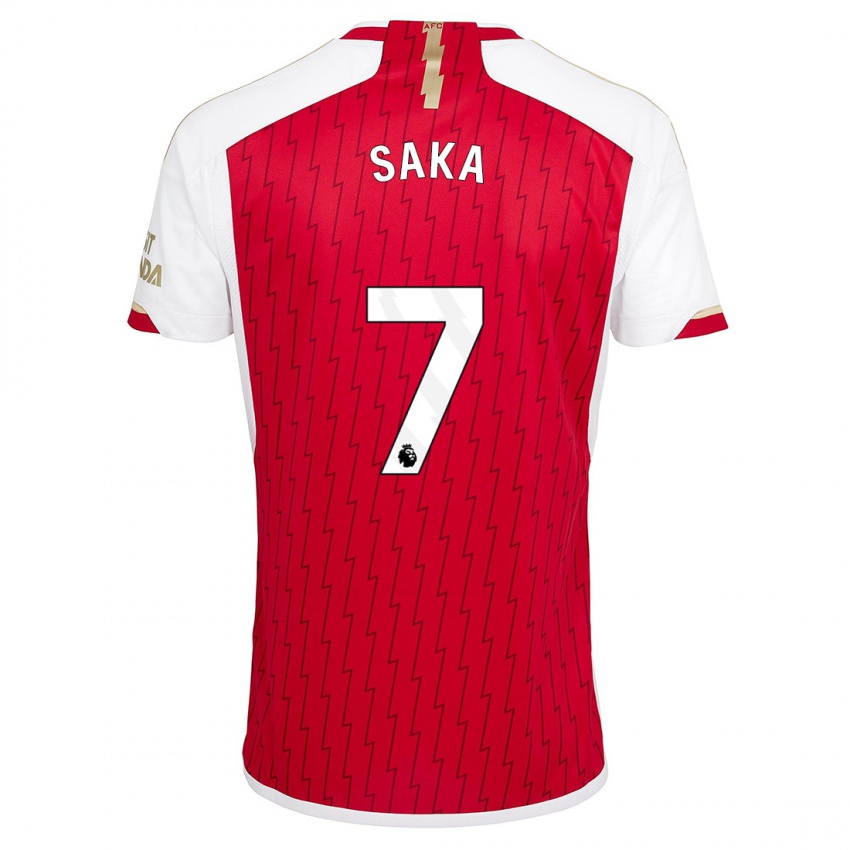 Mænd Bukayo Saka #7 Rød Hjemmebane Spillertrøjer 2023/24 Trøje T-Shirt