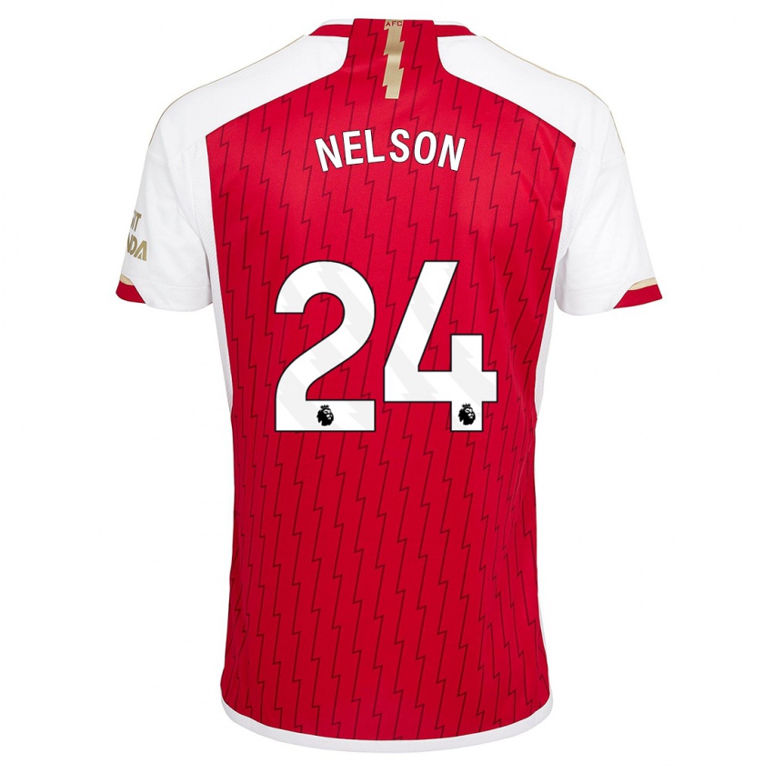Mænd Reiss Nelson #24 Rød Hjemmebane Spillertrøjer 2023/24 Trøje T-Shirt