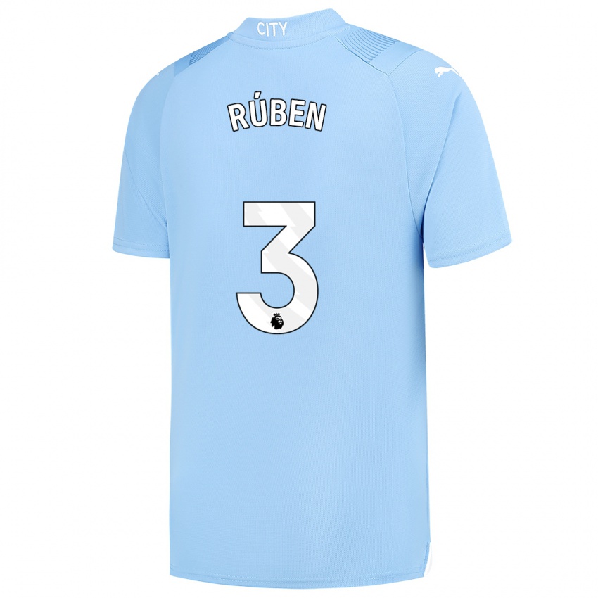 Mænd Ruben Dias #3 Lyseblå Hjemmebane Spillertrøjer 2023/24 Trøje T-Shirt