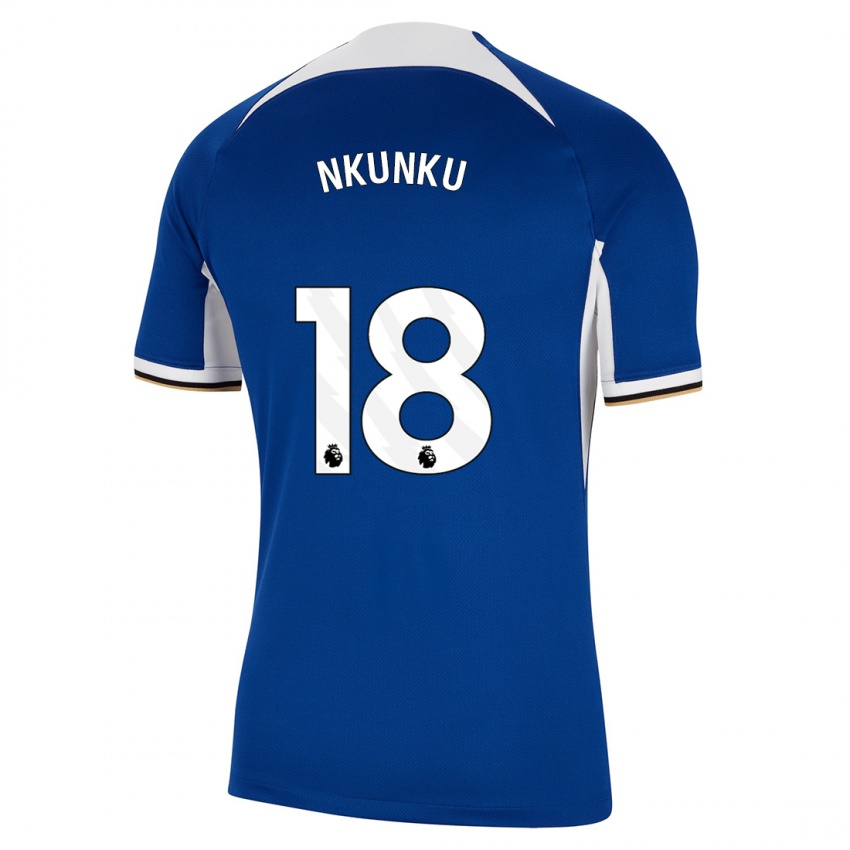 Mænd Christopher Nkunku #18 Blå Hjemmebane Spillertrøjer 2023/24 Trøje T-Shirt