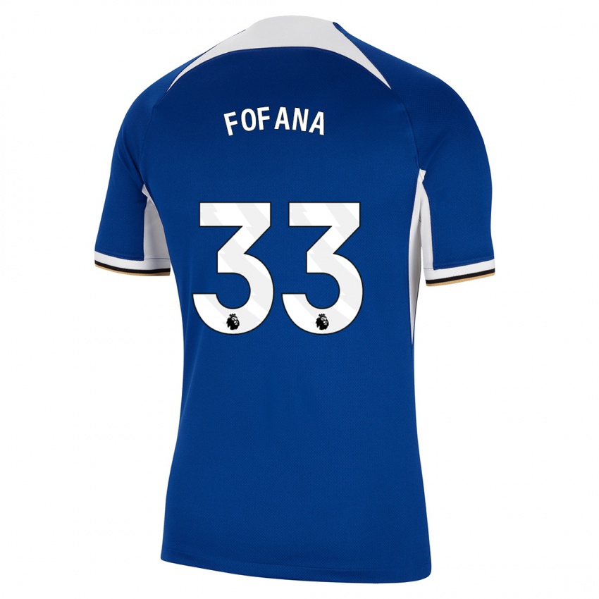 Mænd Wesley Fofana #33 Blå Hjemmebane Spillertrøjer 2023/24 Trøje T-Shirt