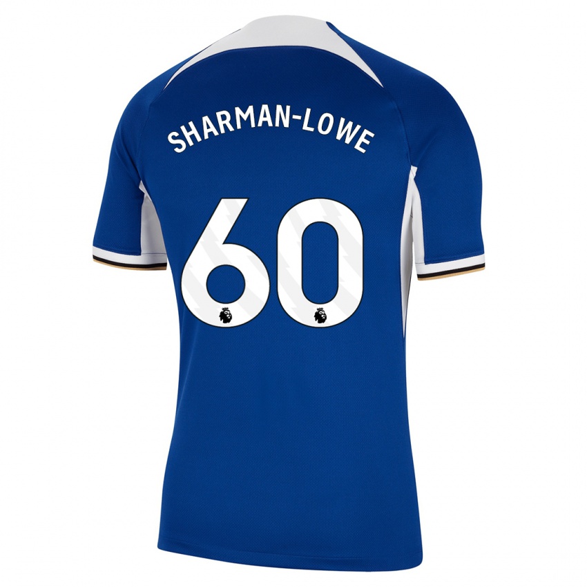 Mænd Teddy Sharman-Lowe #60 Blå Hjemmebane Spillertrøjer 2023/24 Trøje T-Shirt